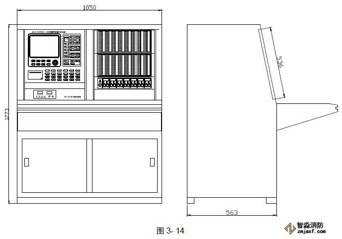 JB-QG/QT-GST9000火災(zāi)報(bào)警控制器外形尺寸圖2 JB-QG/QT-GST9000火災(zāi)報(bào)警控制器外形尺寸圖2